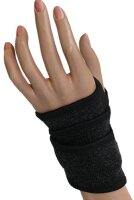 Infrarot-Handgelenkbandage mit Daumenschlaufe - schwarz-beige