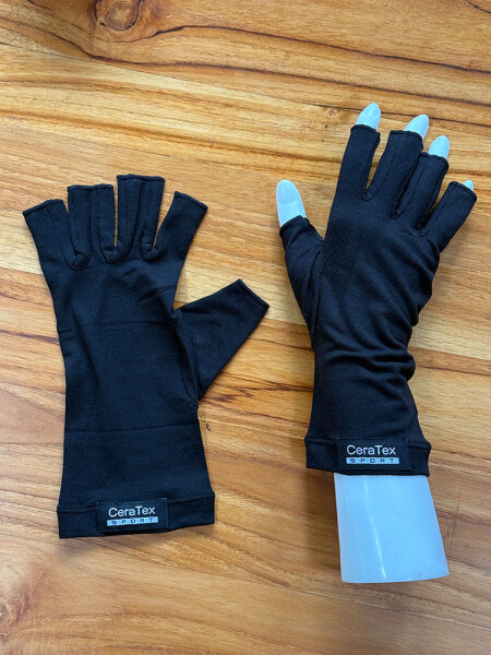 Infrarot-Stoff-Handschuhe - dünn, winddicht, sehr elastisch - offene Fingerspitzen lang